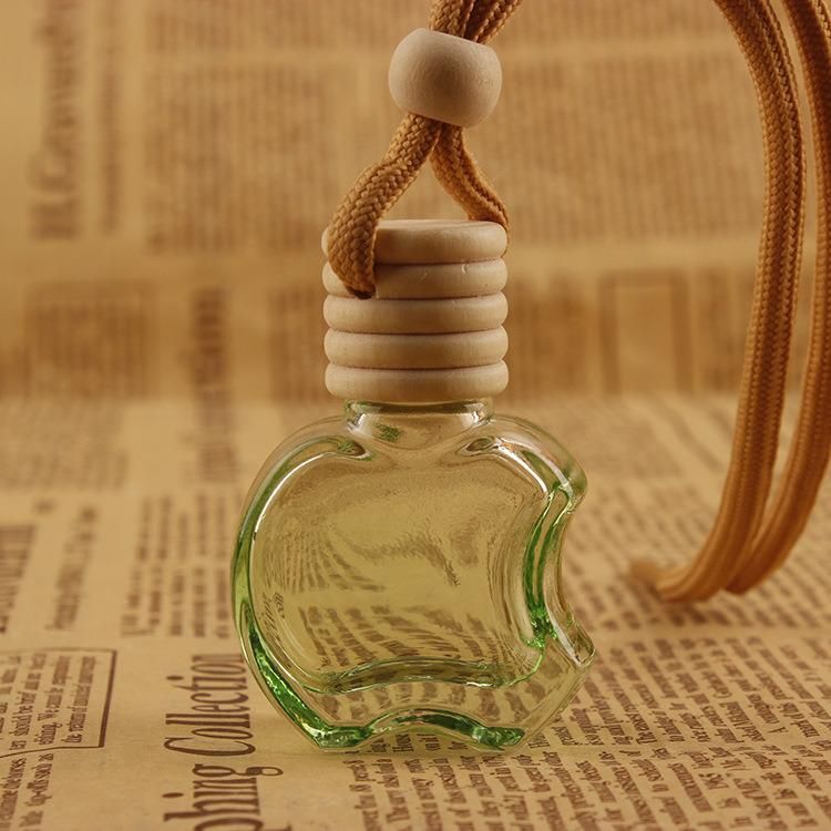 Manufacture 5ml 6ml 7ml 8ml 10ml Hanging Empty Apple Shape Car Diffuser Perfume Bottle Wtih Wooden Screw Cap