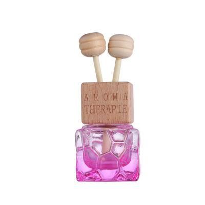 10ml Glitter Rectangular Car Perfume Bottle with Wooden Cap and Reed