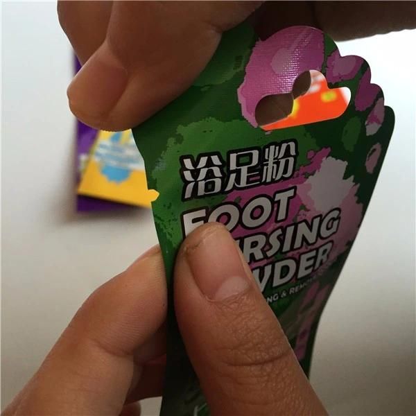 Foot Shape Plastic Aluminum Foil Compound Packaging Bag with Euro Hole