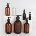 10oz 14oz 19oz Amber Luxury Pet Plastic Bottle with Pump Black Cap Eco-Friendly Skincare Packaging Lotion Shampoo Bottle