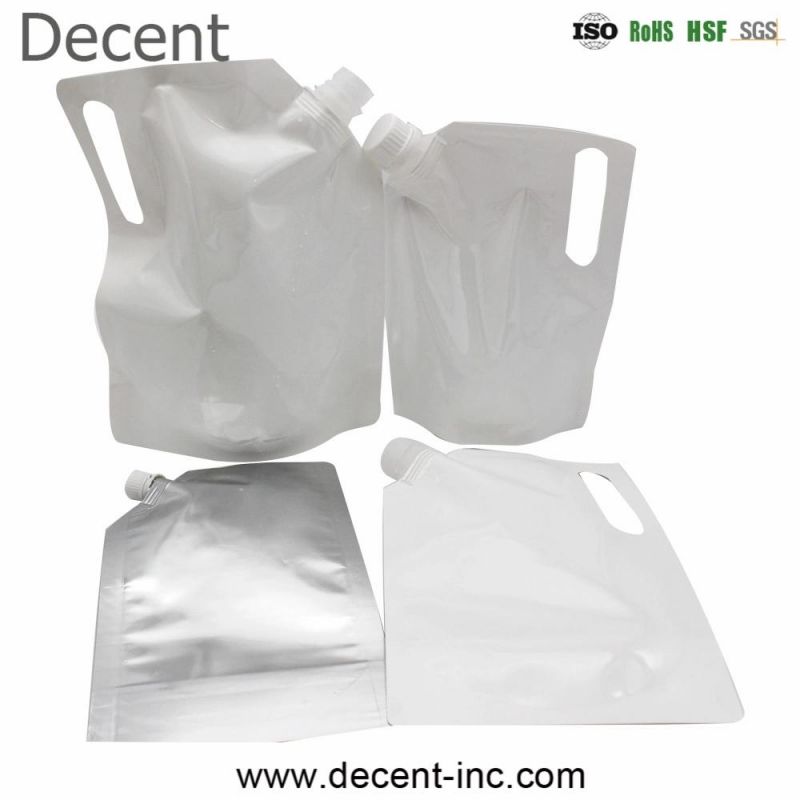 Reusable Aluminum Metalized Liquid Transparent Clear Stand up Liquid Pouch with Corner Spouted New Universal Doypack Bag