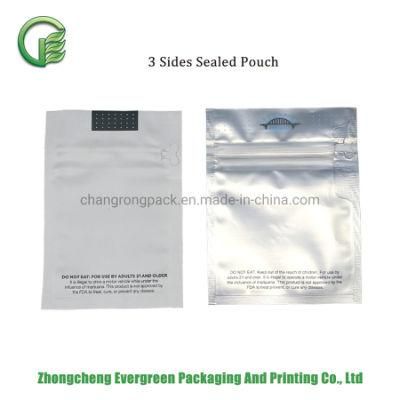 Resealable Closures Foil Sachet Powder Tobacco Ziplock 3 Side Seal 3ss Window Pouches