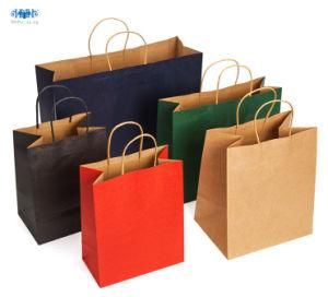 Customized Fcs Certification Recyclable Printing Kraft Paper Shopping Bag with Two-Sides Handle