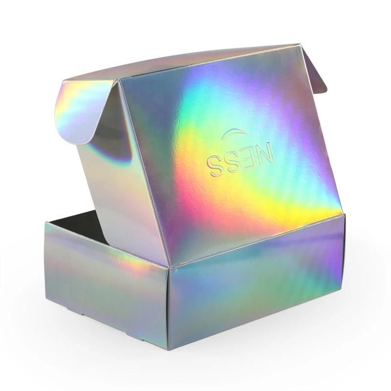 Custom Factory Clamshell Holographic Cosmetic Mobile Electronics Corregated Hard Cardboard Foldable Container Packing
