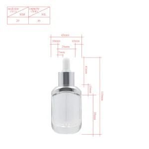Transparent/Frosted 35ml Essential Bottle Oil Dropper Serum Cosmetic Glass Bottle
