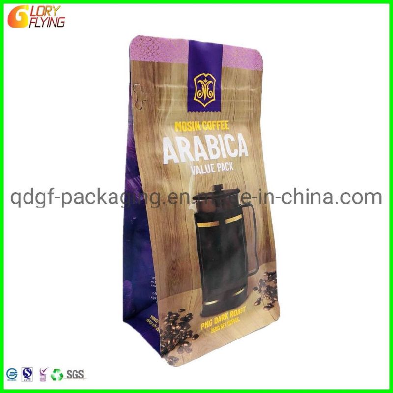 Kraft Paper Food Packaging Plastic Coffee Bag with Zipper and Valve