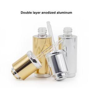 High-End Gold/Silver Aluminum Luxury Packaging Cosmetics Dropper Bottle
