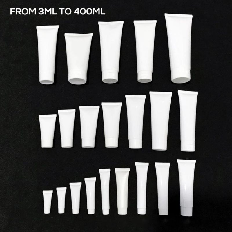 Free Sample 60ml White Empty Plastic PE Shampoo Tube Hand Cream Body Lotion Soft Plastic Tubes with Black Caps