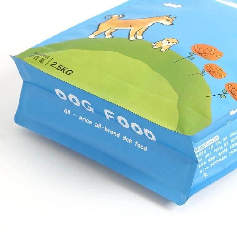 Custom Flat Bottom Stand up Pouch Zip Lock Compound Bag for Cat/Dog Food Packing Plastic Pet Food Packaging Bag