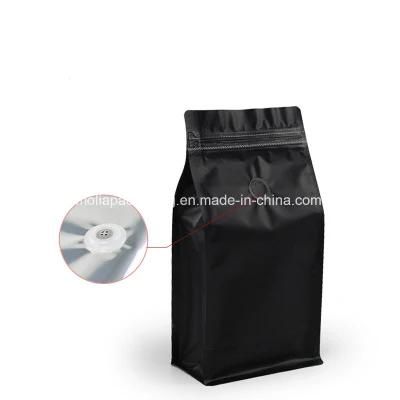 12 Oz Resealable Box Pouch Coffee Bag with Valve - Flat Bottom Pull Tab Zipper Matte White