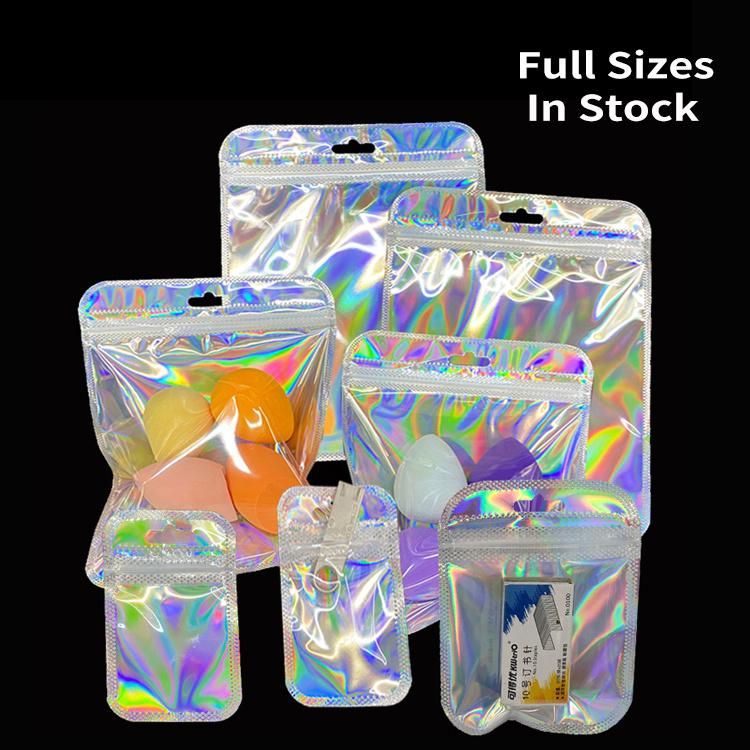 Clear Transparent Front Packaging Rainbow Color Resealable Zipper Bags