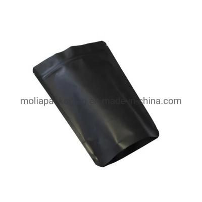 High Quality Eco Friendly Plastic Packaging Bags Customized Stand up Pouch Black Paper Bags with Zipper and Valve