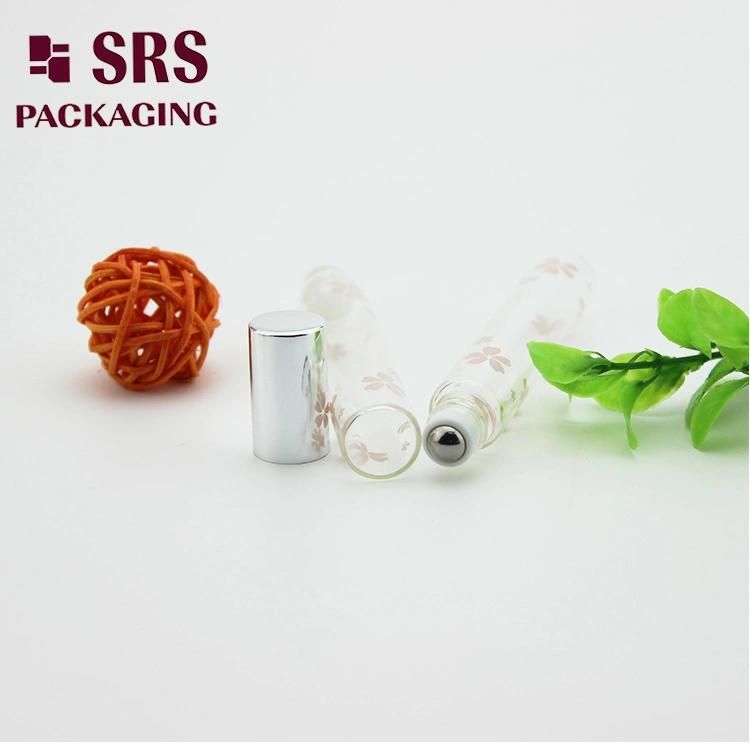 SRS Empty 10ml Transparent Glass Roller Ball Printed Bottle