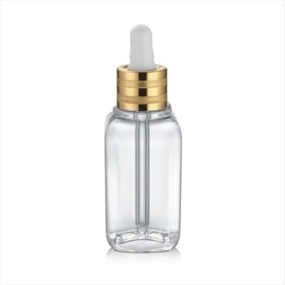 60ml 130ml Custom Design Square Large Essential Oil Serum Plastic Bottles with Gold Dropper