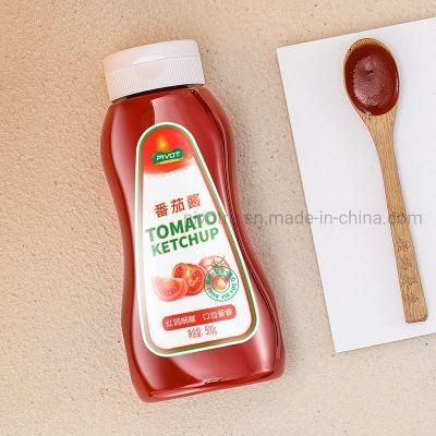 525ml Pet Plastic Tomato Sauce Bottle Ketchup Jar with Silicone Valve Cap