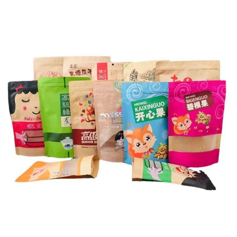 Food Packaging Bag Square Bottom Kraft Paper Pouches Food Bag