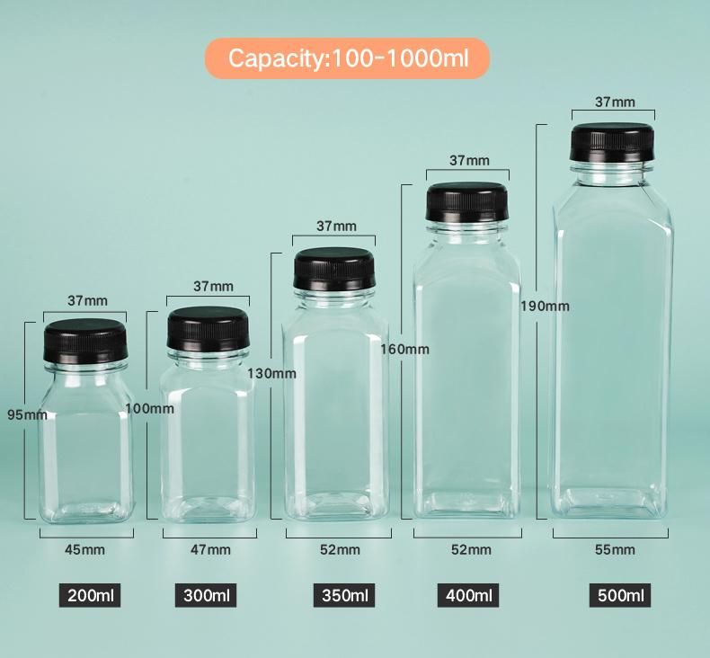 100ml 200ml 300ml Plastic Transparent Recycle Plastic Juice Bottle