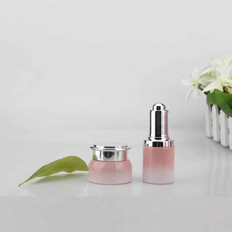 30g 50g 30ml 40ml 100ml 120ml Luxury Pink Gradient Color Cosmetics Bottle Customized Skincare Glass Jars and Bottles Sets