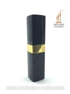 Hot Sale Middle Size Black and Shiny Gold Makeup Case Square Lipstick Container
