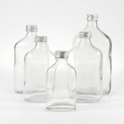 375ml (12.7oz) Glass Flask Liquor Bottle with Screw Caps Beverage and Liquor