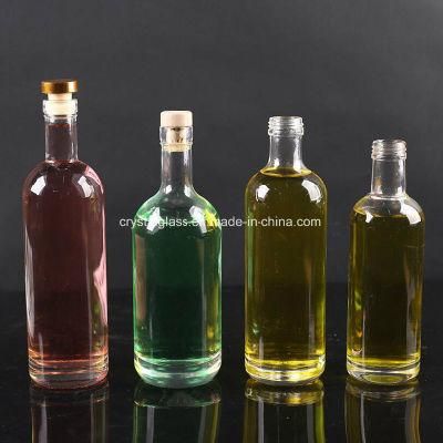 Custom Thick Bottom Classic Round Glass Bottle Whisky Glass Wine Vodka Bottle 100ml/200ml/375ml/5500ml/750ml/1L