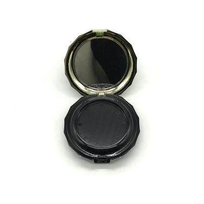 Empty Black New Design Round Plastic Pressed Powder Case with Mirror Double Layer Compact Powder Container