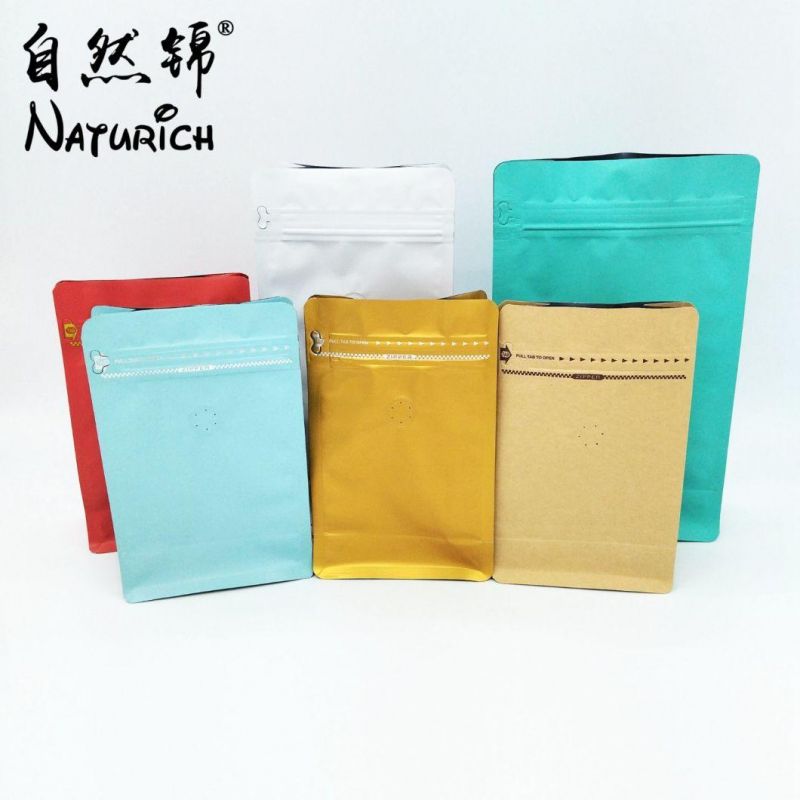 400g Quad Seal Flat Bottom Coffee/Food/Tea/Bread Packaging Bag with Zipper