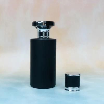 Luxury Solid Black Glass Perfume Bottles for Men with Different Caps