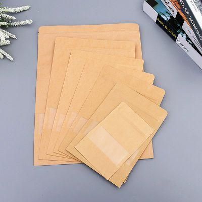 Eco Friendly Biodegradable Custom Printed Zip Lock Kraft Paper Stand up Pouches with Window