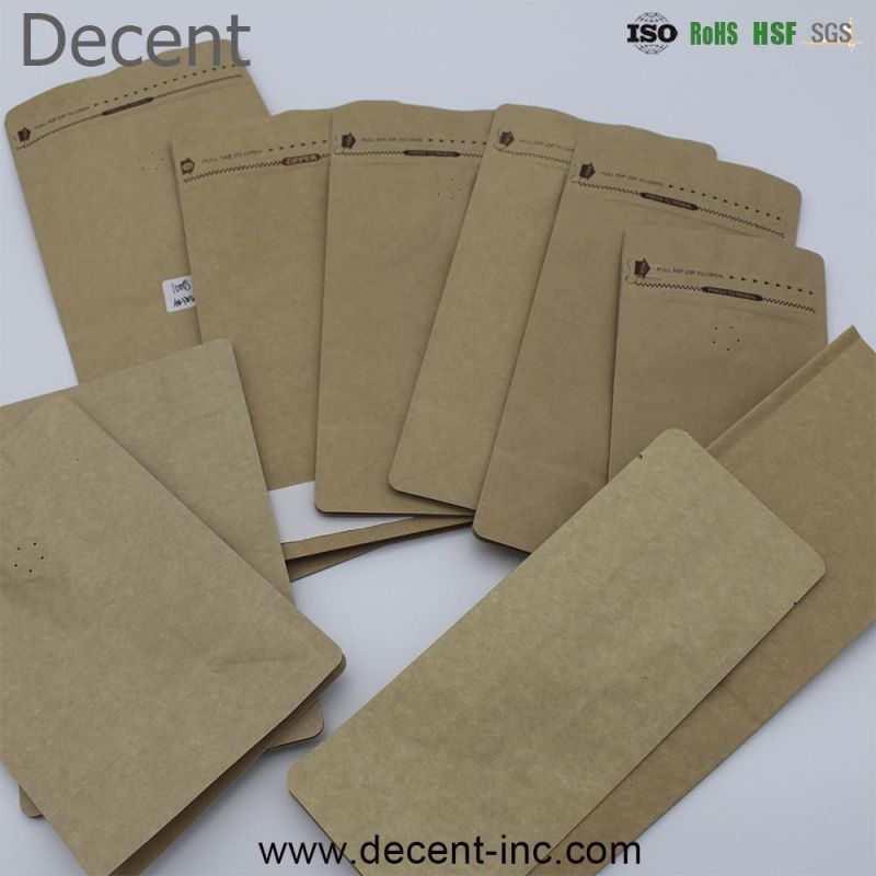 Eco Recycle Compostable Kraft Paper Biodegradable Zip Lock Bottom Gusset Coffee Tea Bag with One Way Valve