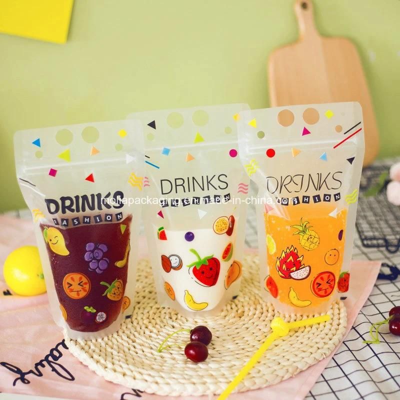 Reusable Drink Pouches with Zipper for Smoothie - Long Plastic Straws and Popsicle Mold Bags Juice & Food Disposable