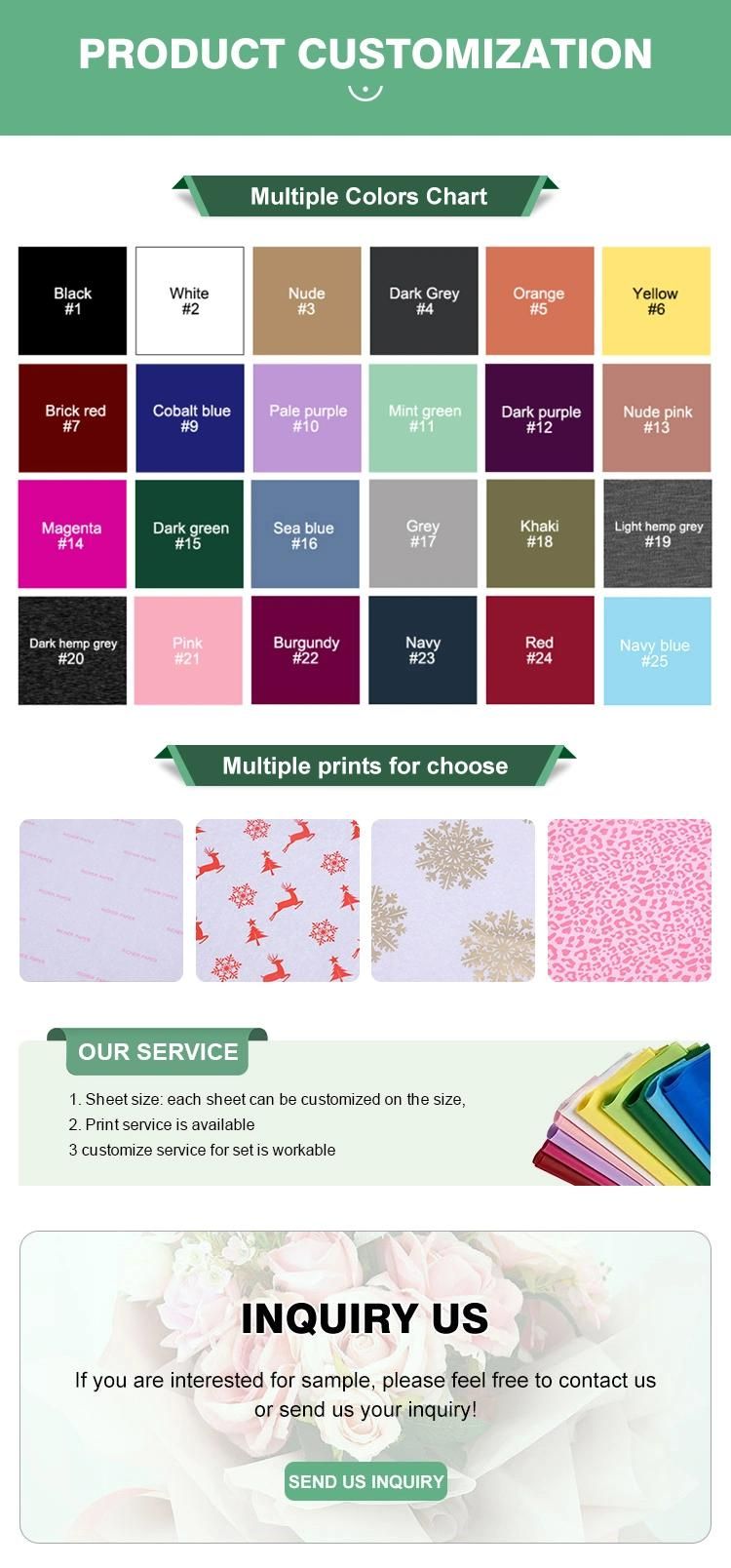Promotion 17GSM Mg Mf Craft Flower Color Tissue Paper Wrapping
