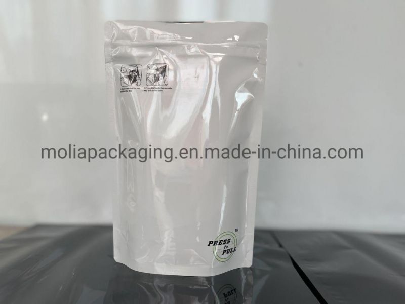 Press to Pull Zipper Sealed Child Resistance Biodegradable Material Stand up Pouches