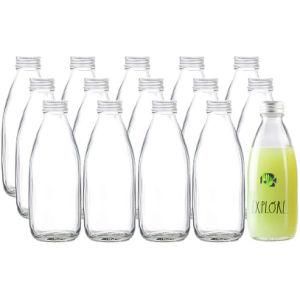100ml 200ml 250ml 500ml 1000ml Empty Glass Milk Bottle with Plastic/Plate Cap Juice Beverage Drinking Clear Glass Bottles