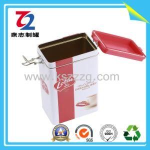 Square Metal Tea Tin with Embossing, Tea Caddy, Tin Box