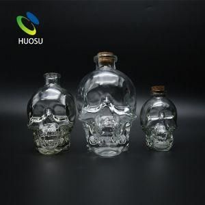 Stock Price Crystal Skull Shaped Jars Glass Wine Bottles Vodka Wholesale Cheap Price Cork Lids