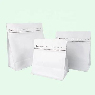 Custom Plastic Coffee Bag Square Flat Bottom Bags with Valve and Zipper for Home Business and Store