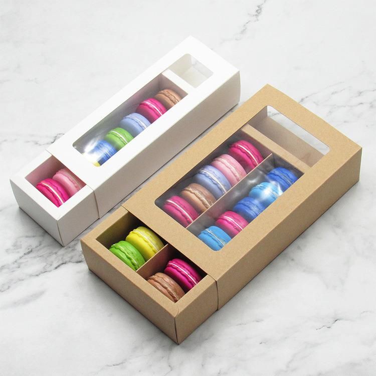 Chocolate Box with Inner Support Macaron Boxes with Clear Window Tray Box Macarons Mousse Puff Basque Packaging Boxes