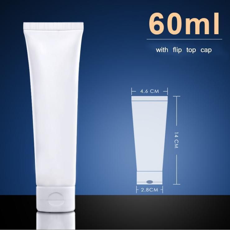 60ml Customized White Cosmetic Plastic Bottle Hose for Hand Cream/ Pigment/ Cleansing Cream/Toothpaste Packaging Bottle Plastic Soft Tube Squeeze Bottle