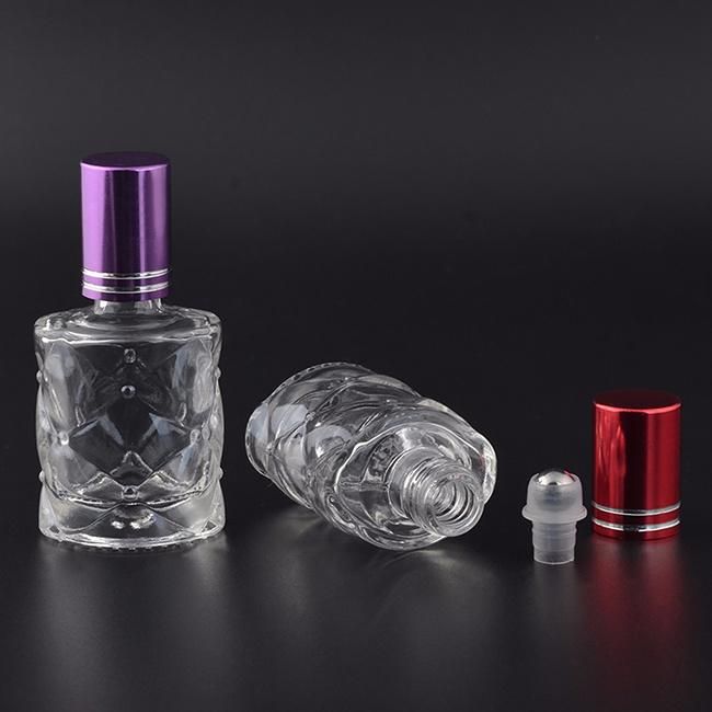 4ml 6ml 8ml 10ml Clear Green Amber Glass Roll on Bottle with Steel Roller Balls and Black Plastic Lids
