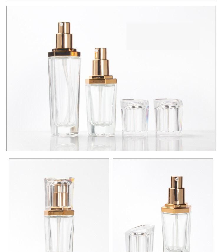 Hex Series Cosmetic Glass Bottle with Lotion Bottle and Cream Jar