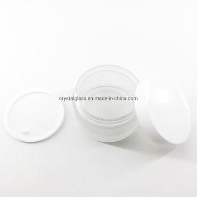 200g /6 Oz Frosted Glass Cream Jar for Cosmetic with Black and White Caps