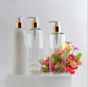 400ml Pet Plastic Round Shape Cosmetic Shower Gel Shampoo Bottle with Gold and Silver Lotion Pump