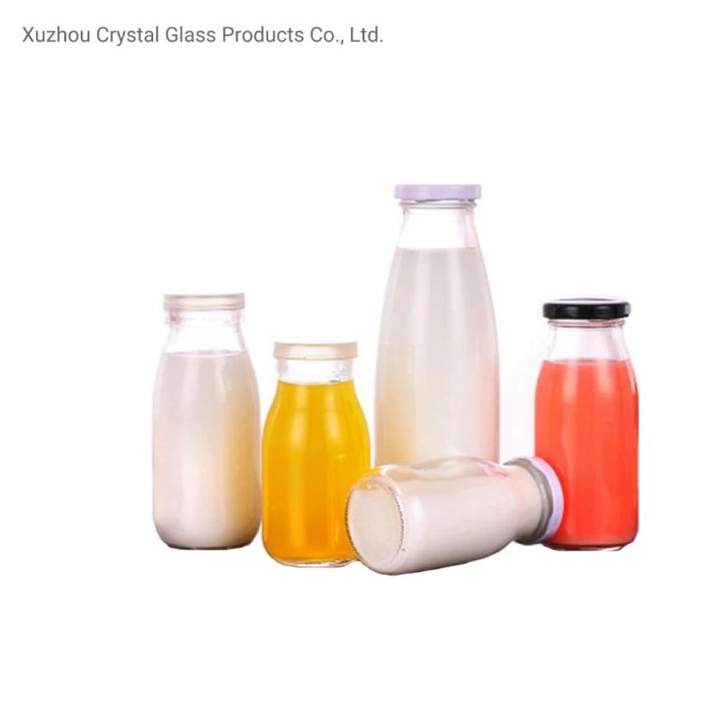 Print Logo 500 Ml Round Juice Beverage Milk Glass Bottles