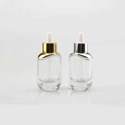 Cosmetic 30 Ml Skincare Essential Oil Hair Serum Flast Shoulder Bottle Frosted Clear Pipette Dropper Glass Bottles