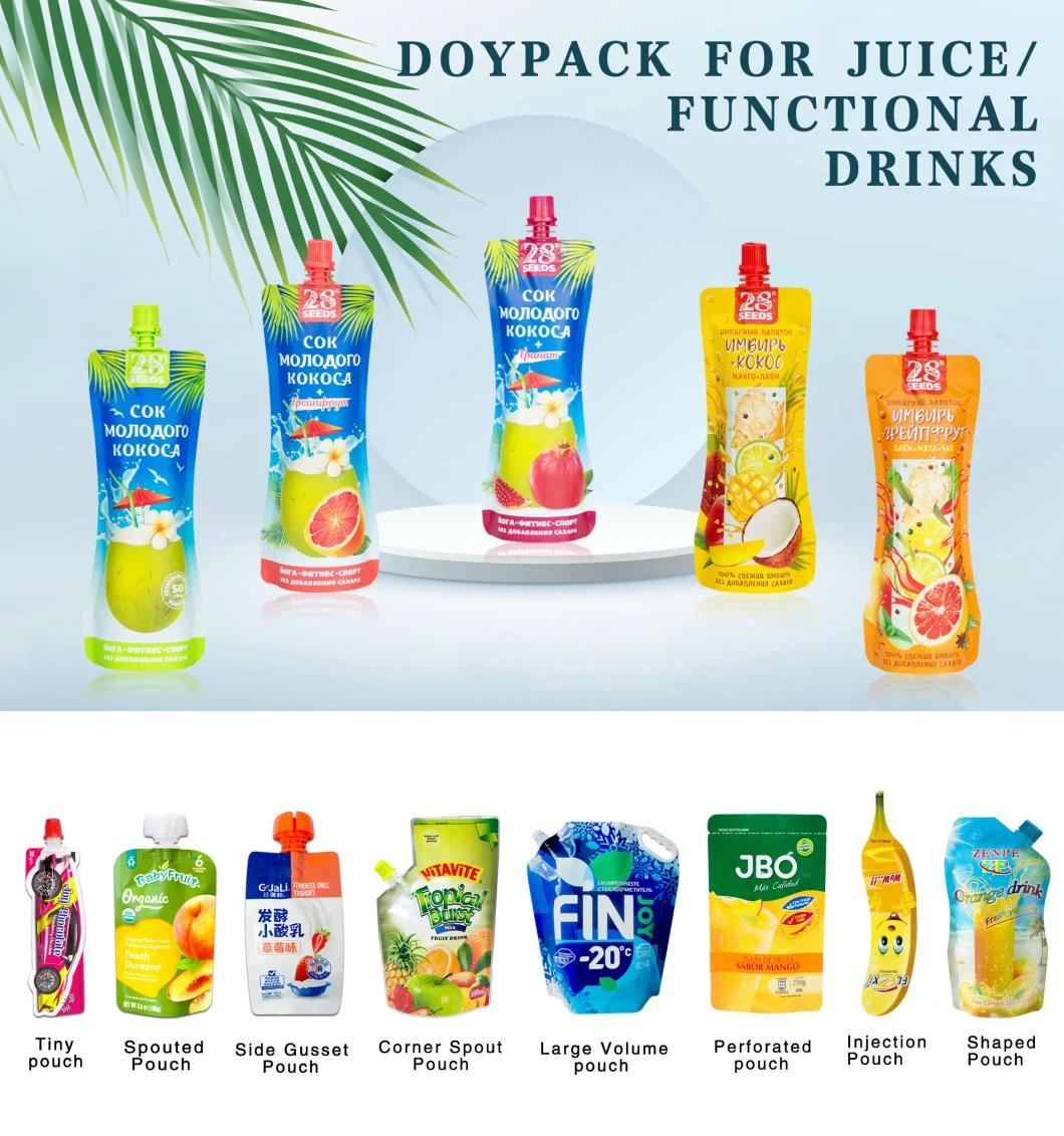 Dq Pack Hot Sale Custom Packaging Design Plastic Bag Fruit Shape Juice Drinks Plastic Packaging Bag Injection Bag