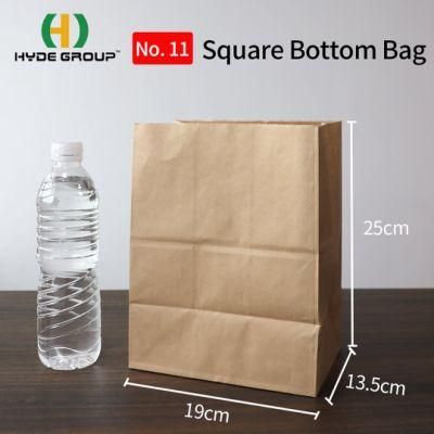 Fast Food Kraft Square Bottom Food Packaging Paper Bag