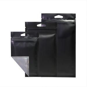 Custom Resealable Black Matte Aluminum Foil Food Packaging Snack Stand up Plastic Mylar Ziplock Smell Proof Zipper Bag