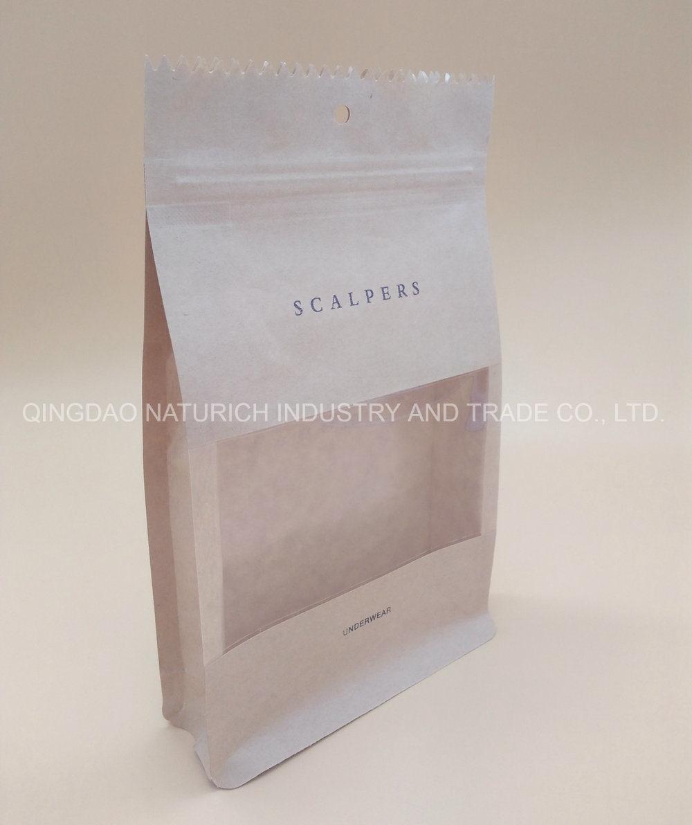 Flexo Printing Flat Bottom Paper Bag with Clear Arch Window
