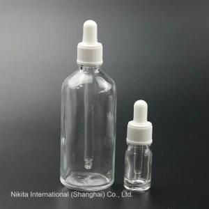 Transparent Glass Dropper Bottle with White Dropper, Essential Oil Bottle (NBG02D)